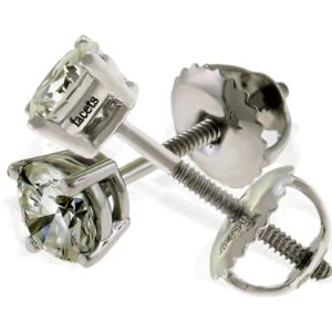 0.76ct tw. 2 Round Cut Diamond Stud Earrings in Four Prong Basket Set
